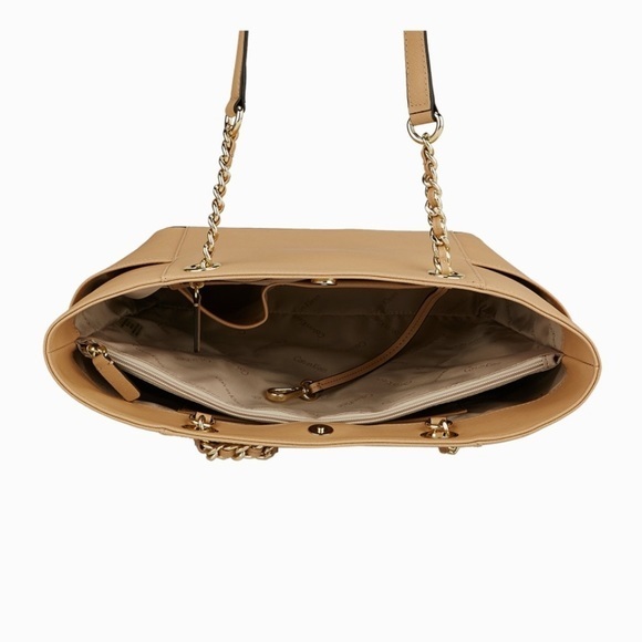 NWOT Calvin Klein Saffiano Tote Leather Beige‎ Handbag - Picture 5 of 14